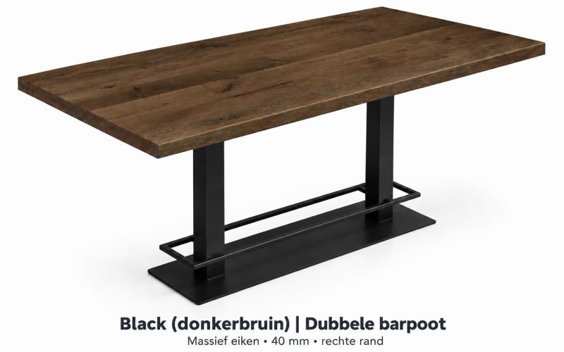 Eiken bartafel met rechte rand &ndash; dubbele barpoot